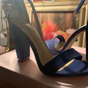 Denim Ankle Strap Heels
